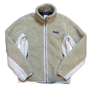 Patagonia Womens Synchilla Fleece Jacket S Beige & Cream Full-Zip Warm Outerwear